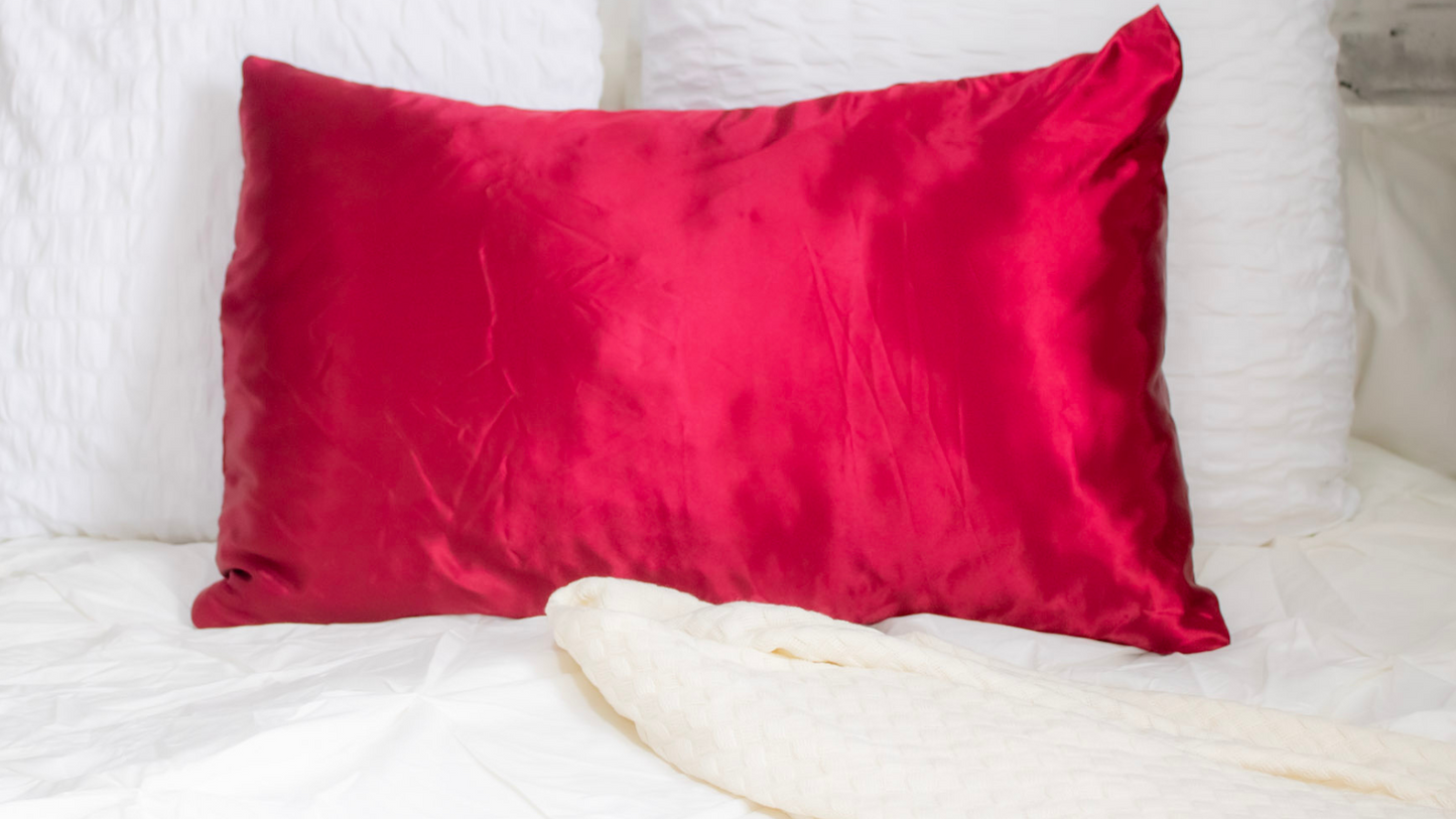 Silky Satin Pillowcase: Red