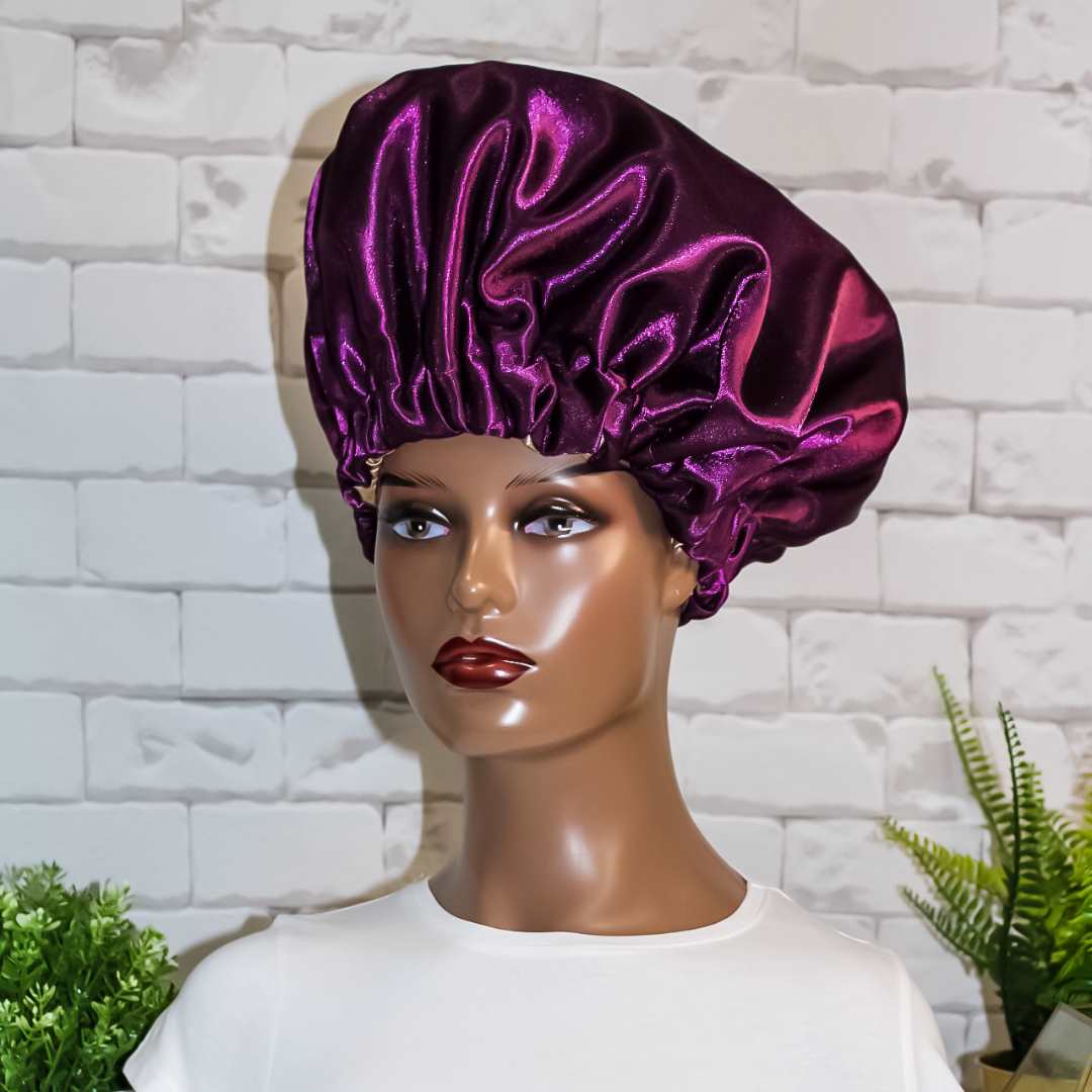 Mommy and Mini-Me Satin Hair Bonnet Set: Purple Two-Toned - RHE