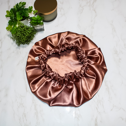 Rose Gold Double Layered Children Satin Hair Bonnet - RHE